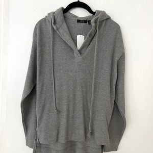 Grey V Neck Waffle Hoodie *New*
